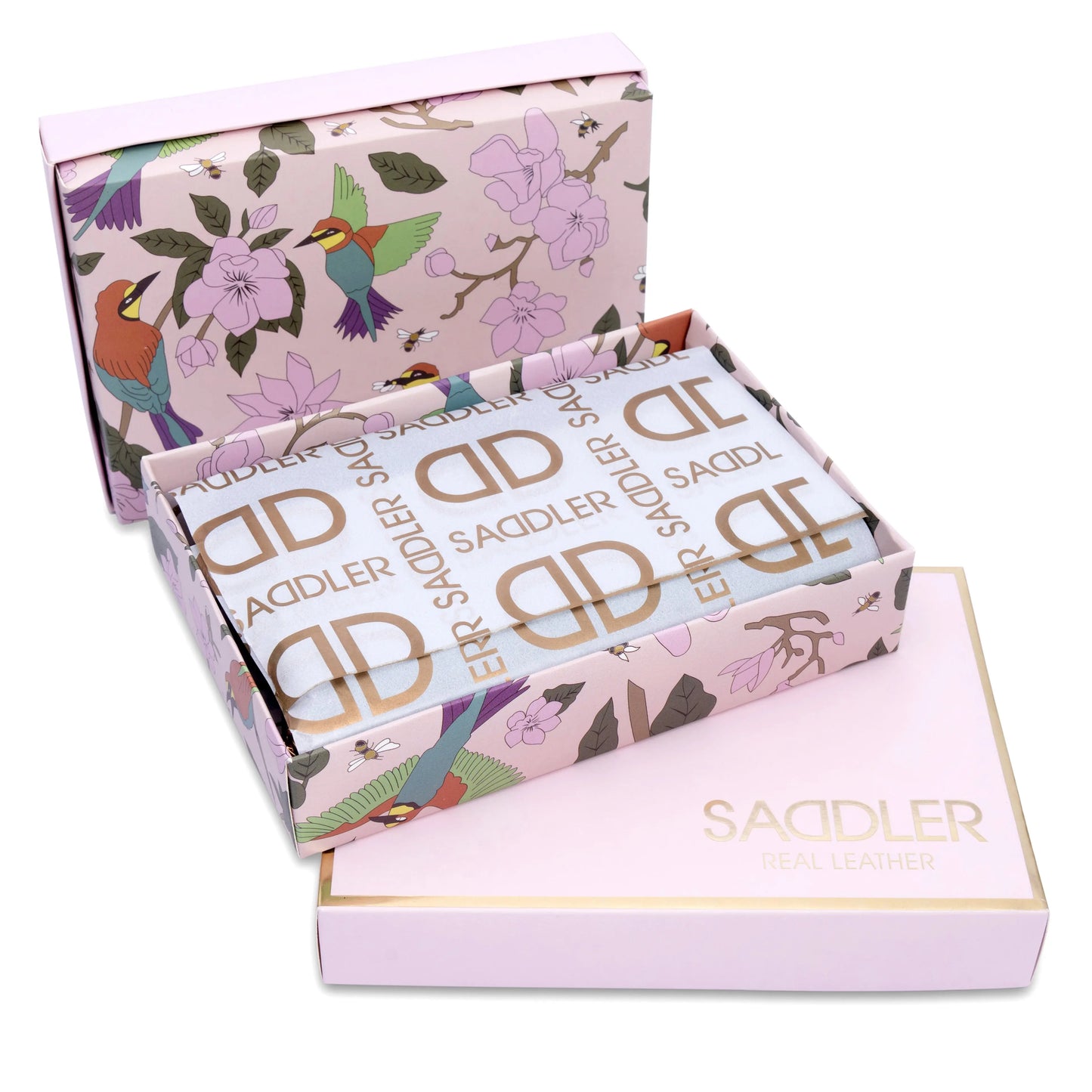 The pretty free floral gift box provided with every Saddler Annie women's leather wallet.
