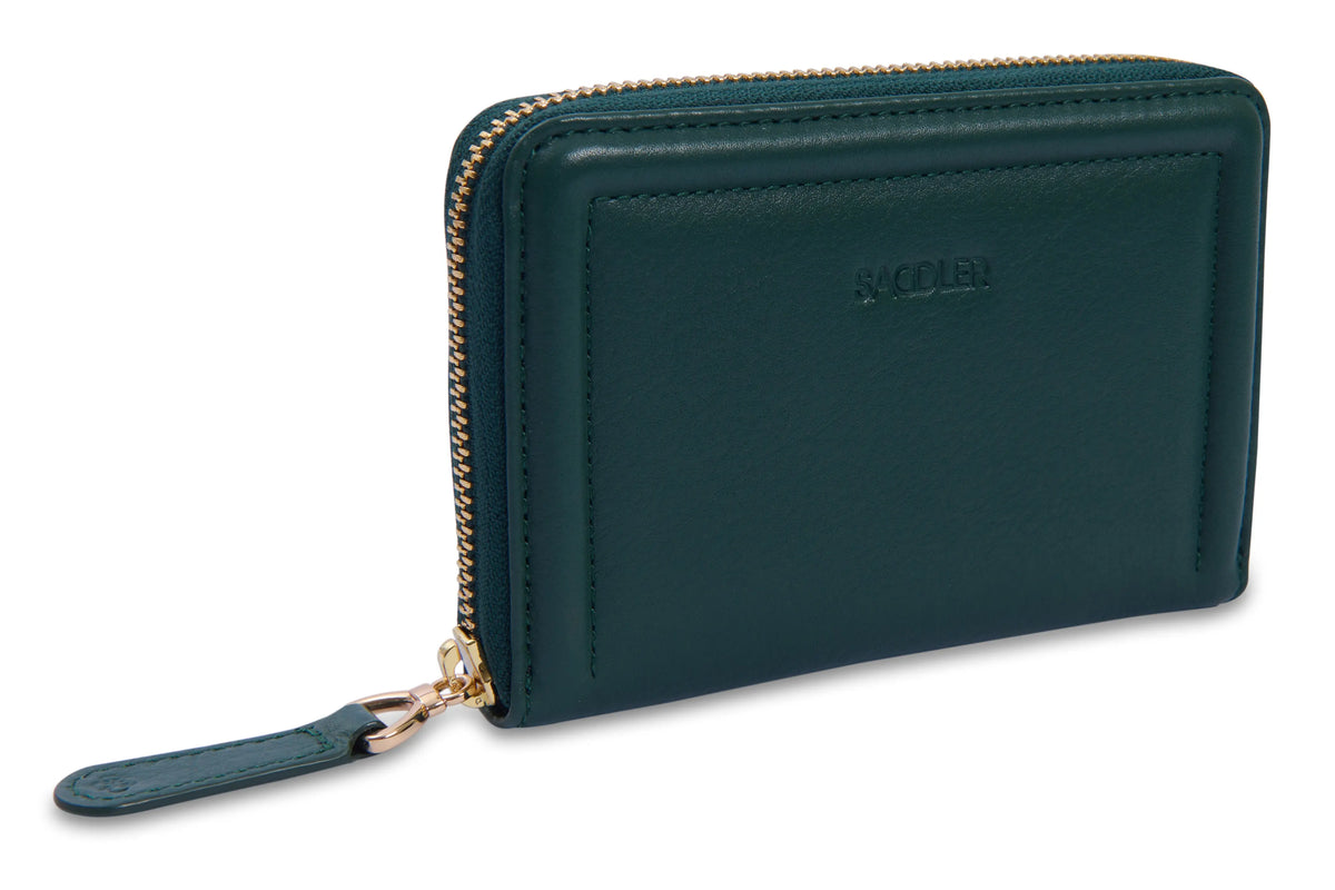 A Saddler Annie green women's leather wallet. Includes RFID protection.